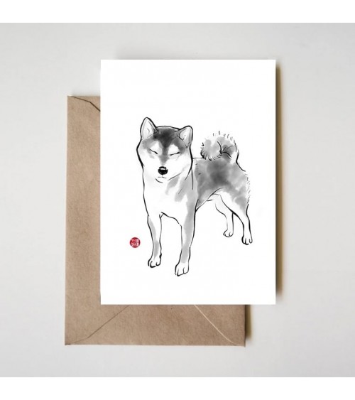 Grußkarte - Shiba Inu an einem sonnigen Tag Rice&Ink Grußkarten design Schweiz Original