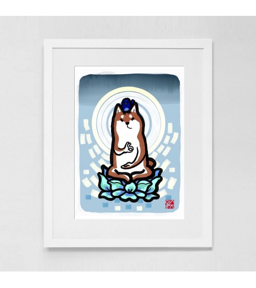 Poster - Shiba Inu Bouddha Rice&Ink mural affiche posters muraux design deco salon cuisine chambre enfant