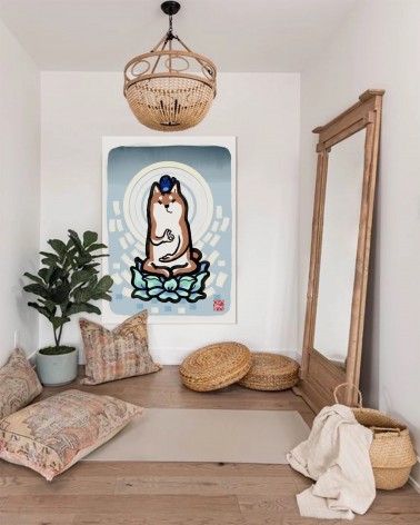 Poster - Shiba Inu Bouddha Rice&Ink mural affiche posters muraux design deco salon cuisine chambre enfant