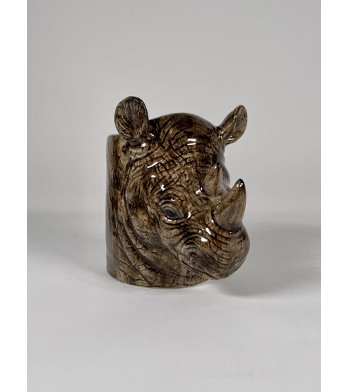 Rhino - Animal Pencil pot & Flower pot Quail Ceramics pretty pen pot holder cutlery toothbrush makeup brush