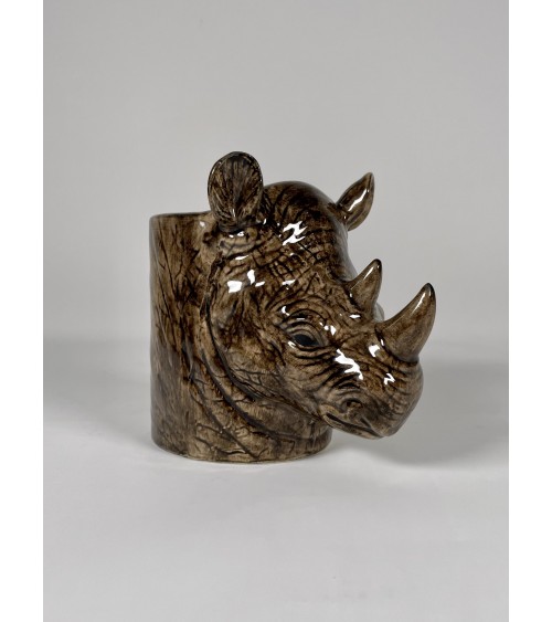Rhino - Animal Pencil pot & Flower pot Quail Ceramics pretty pen pot holder cutlery toothbrush makeup brush
