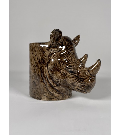 Rhino - Animal Pencil pot & Flower pot Quail Ceramics pretty pen pot holder cutlery toothbrush makeup brush