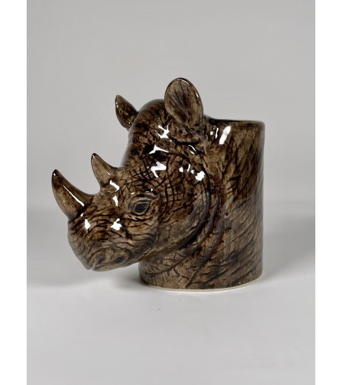 Rhino - Animal Pencil pot & Flower pot Quail Ceramics pretty pen pot holder cutlery toothbrush makeup brush