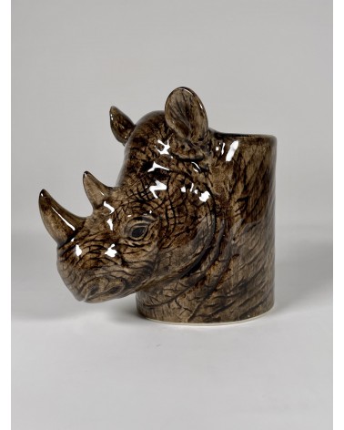 Rhino - Animal Pencil pot & Flower pot Quail Ceramics pretty pen pot holder cutlery toothbrush makeup brush
