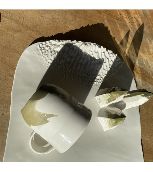 Grand Mug en porcelaine - Vapor Vert Maison Dejardin design à café thé cappuccino originale grande grosse original fun