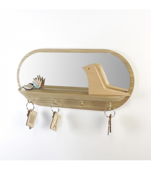 Mini Moonlight - Miroir mural en bois Reine Mère miroire design salle de bain salon entrée