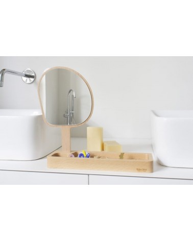 Kagami - Miroir de maquillage et vide poche Reine Mère miroire design salle de bain salon entrée