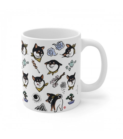 Mug - Shiba Inu - Black and Tan Rice&Ink coffee tea cup mug funny