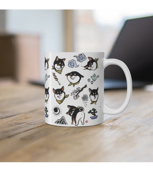 Mug - Shiba Inu - Black and Tan Rice&Ink coffee tea cup mug funny