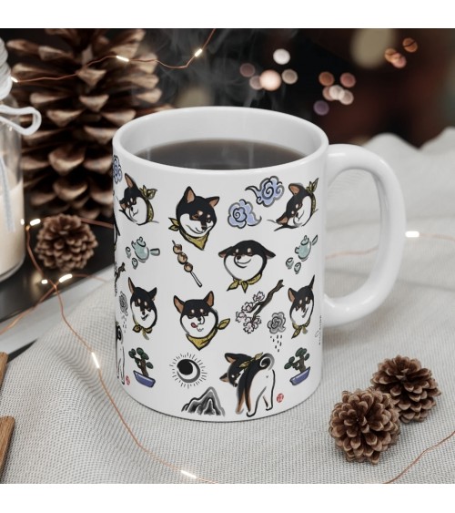 Mug - Shiba Inu - Nero e Tan Rice&Ink caffè espresso tazza particolari
