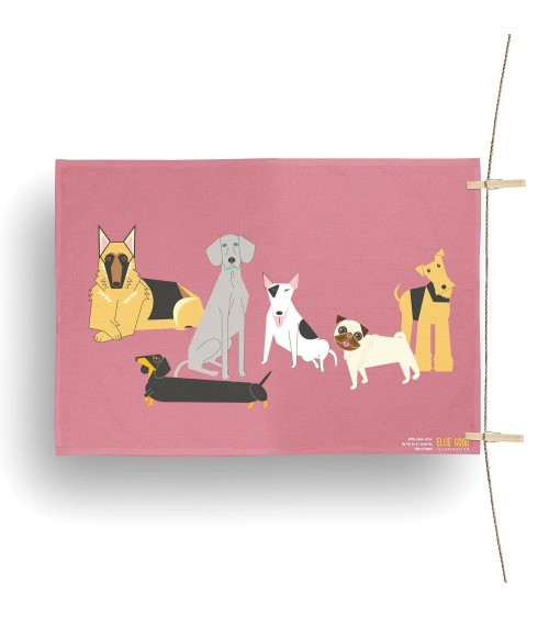 Tea Towel - Doggy Friends - Pink Ellie Good illustration Tea Towel design switzerland original