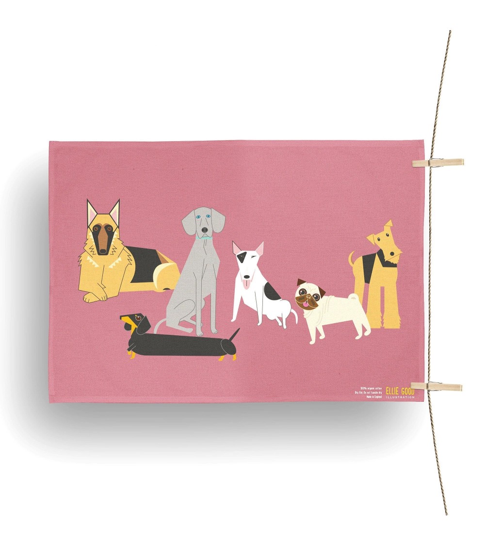 Hundefreunde - Rosa - Geschirrtuch, Küchentuch Ellie Good illustration geschirr küchen tücher kaufen schöne modern küchenhand...