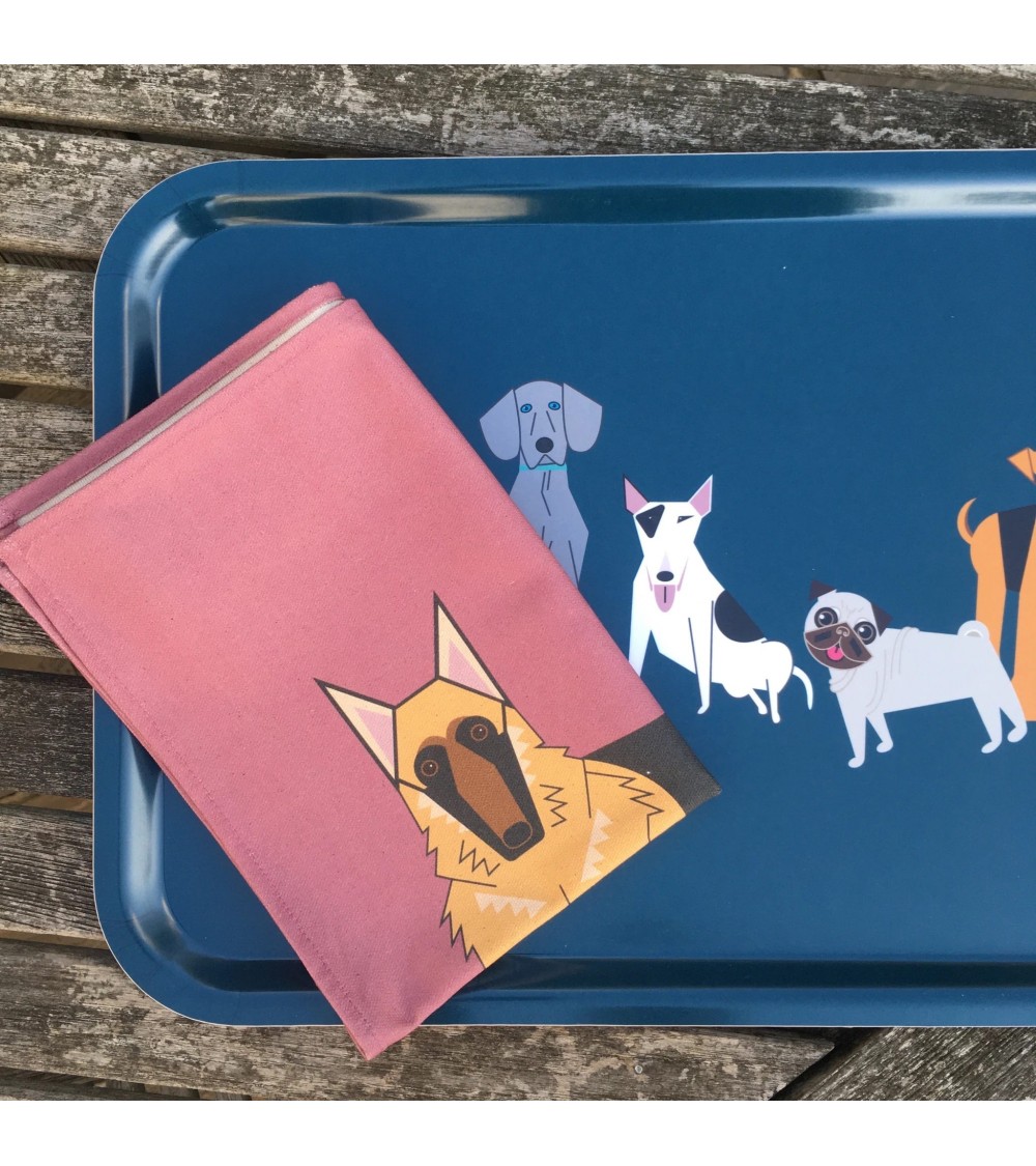 Amis des chiens - Rose - Serviette, torchon de cuisine Ellie Good illustration torchon vaisselle qualité serviette haut de ga...
