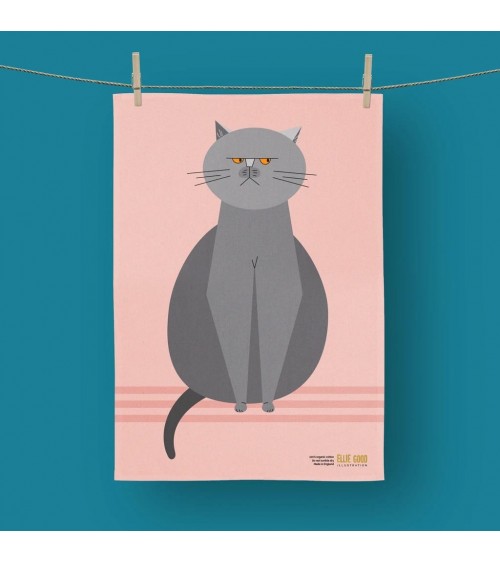 Tea Towel - Grumpy Cat Ellie Good illustration best kitchen hand towels fall funny cute