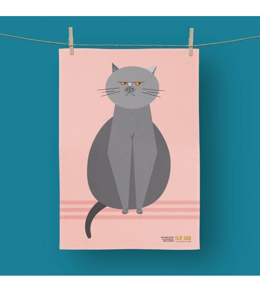 Chat grincheux - Serviette, torchon de cuisine Ellie Good illustration torchon vaisselle qualité serviette haut de gamme beau...