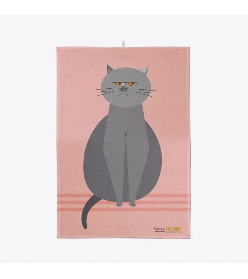 Chat grincheux - Serviette, torchon de cuisine Ellie Good illustration torchon vaisselle qualité serviette haut de gamme beau...