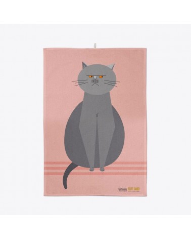Chat grincheux - Serviette, torchon de cuisine Ellie Good illustration torchon vaisselle qualité serviette haut de gamme beau...