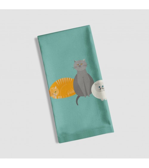 Cat Characters - Blue - Tea Towel Ellie Good illustration best kitchen hand towels fall funny cute