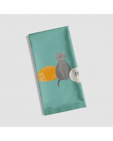 Caractères de chats - Bleu - Serviette, torchon de cuisine Ellie Good illustration torchon vaisselle qualité serviette haut d...