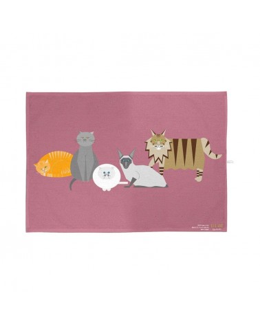 Caractères de chats - Rose - Serviette, torchon de cuisine Ellie Good illustration torchon vaisselle qualité serviette haut d...