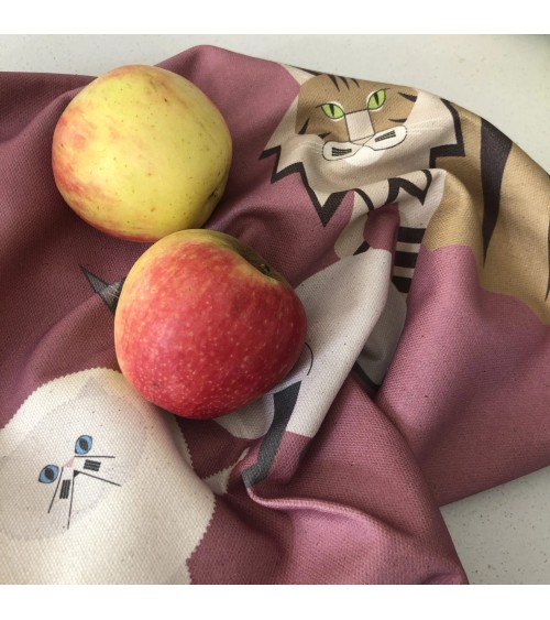 Tea Towel - Cat Characters - Pink Ellie Good illustration best kitchen hand towels fall funny cute