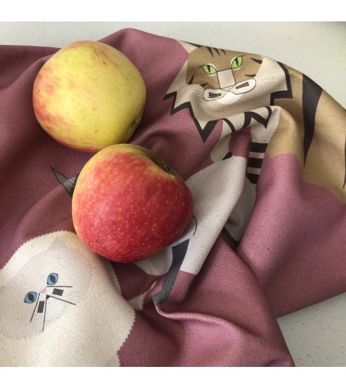 Caractères de chats - Rose - Serviette, torchon de cuisine Ellie Good illustration torchon vaisselle qualité serviette haut d...