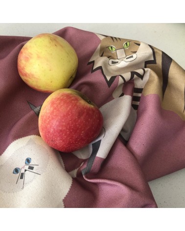 Caractères de chats - Rose - Serviette, torchon de cuisine Ellie Good illustration torchon vaisselle qualité serviette haut d...
