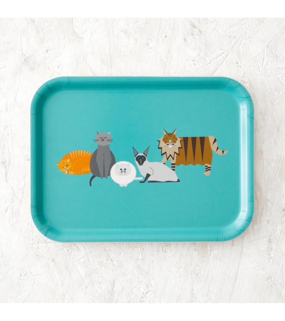 Gatto - Vassoio di legno rettangolare design Ellie Good illustration decorativo legno vassoio design
