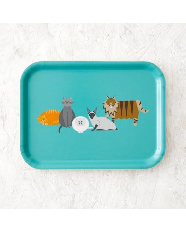 Cat Characters - Rectangular wood serving tray Ellie Good illustration tray bowl fruit wooden design