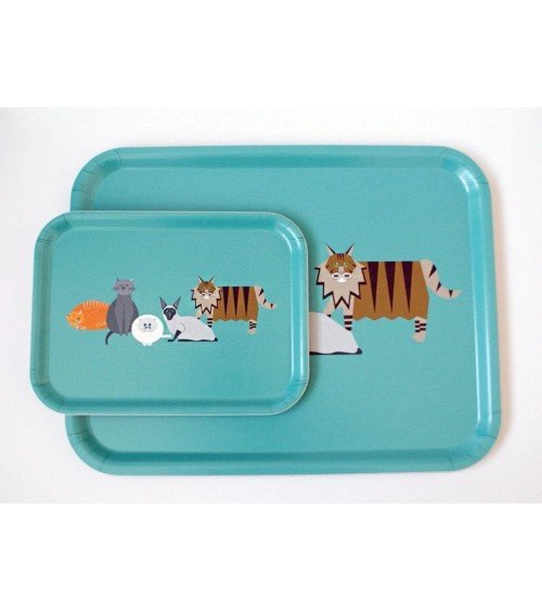 Katzen - Tablett, Serviertablett aus holz, rechteckig Ellie Good illustration serviertablett salatschüssel holztablett servie...
