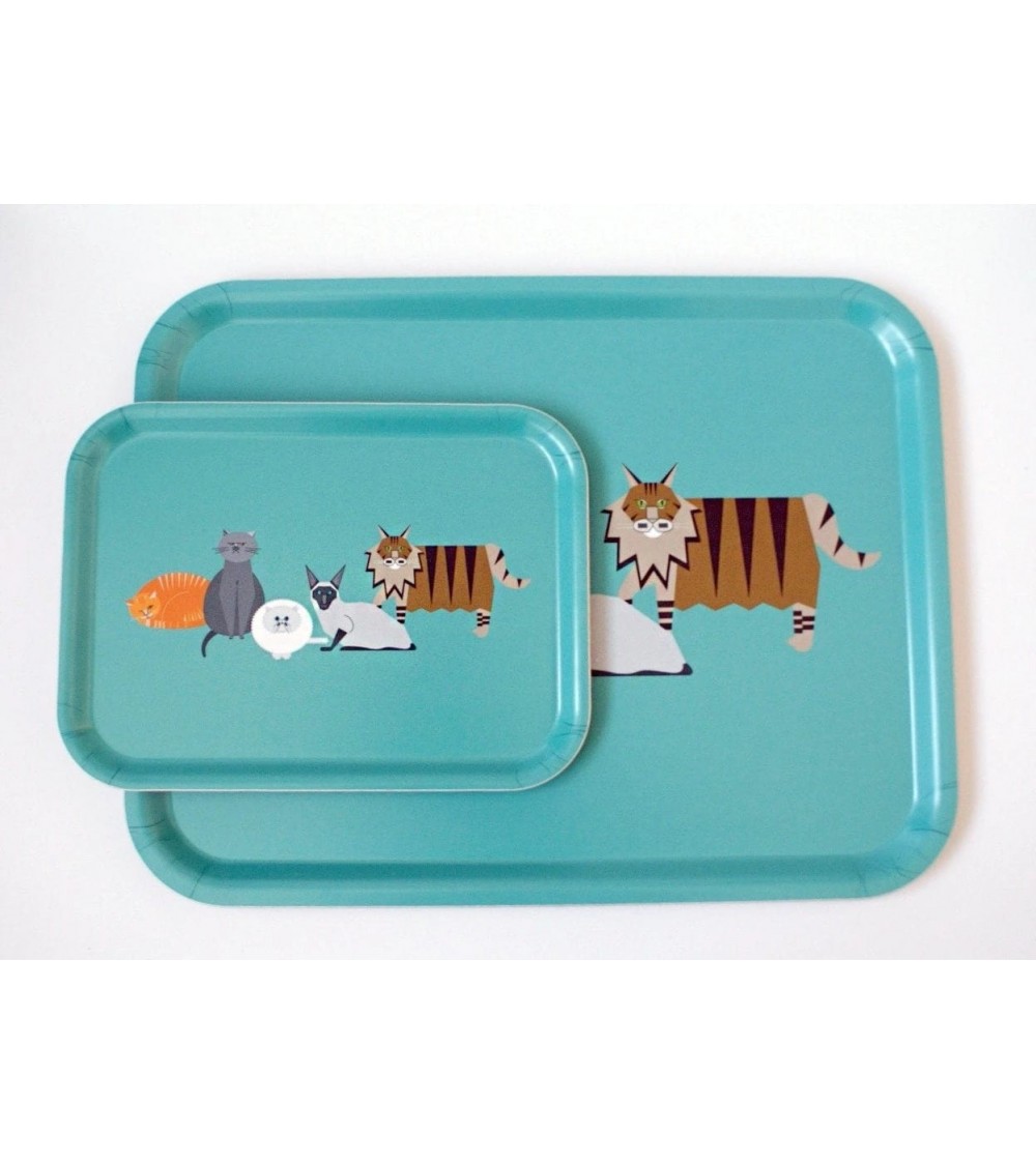 Caractères de chats - Plateau de service rectangulaire en bois Ellie Good illustration saladié service bois table apéritif ap...