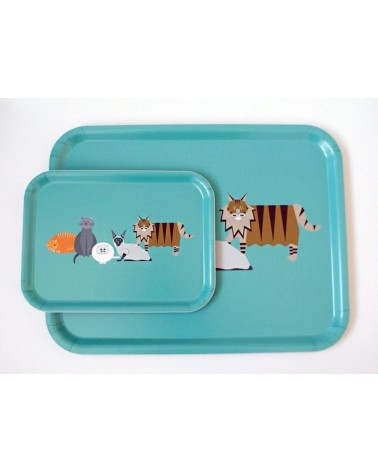 Katzen - Tablett, Serviertablett aus holz, rechteckig Ellie Good illustration serviertablett salatschüssel holztablett servie...