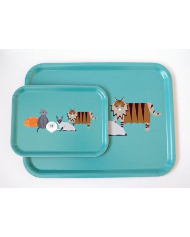 Cat Characters - Rectangular wood serving tray Ellie Good illustration tray bowl fruit wooden design