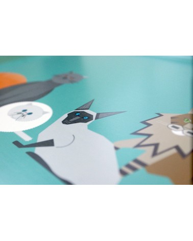Cat Characters - Rectangular wood serving tray Ellie Good illustration tray bowl fruit wooden design