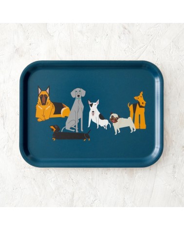 Serving Tray - Doggy Friends Ellie Good illustration tray bowl fruit wooden design