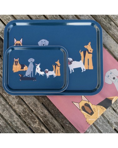 Doggy Friends - Rectangular wood serving tray Ellie Good illustration tray bowl fruit wooden design