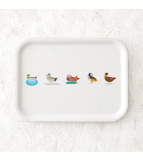 Dabbling Ducks - Rectangular wood serving tray Ellie Good illustration tray bowl fruit wooden design