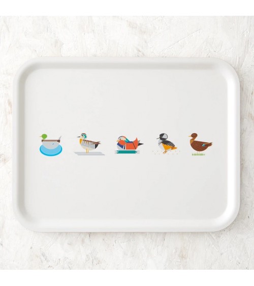 Dabbling Ducks - Rectangular wood serving tray Ellie Good illustration tray bowl fruit wooden design