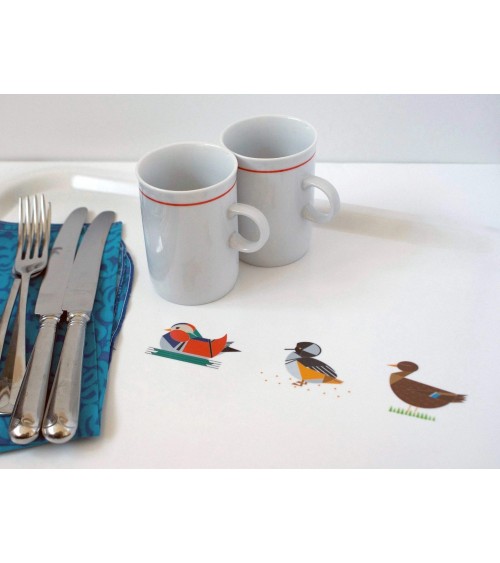 Dabbling Ducks - Rectangular wood serving tray Ellie Good illustration tray bowl fruit wooden design