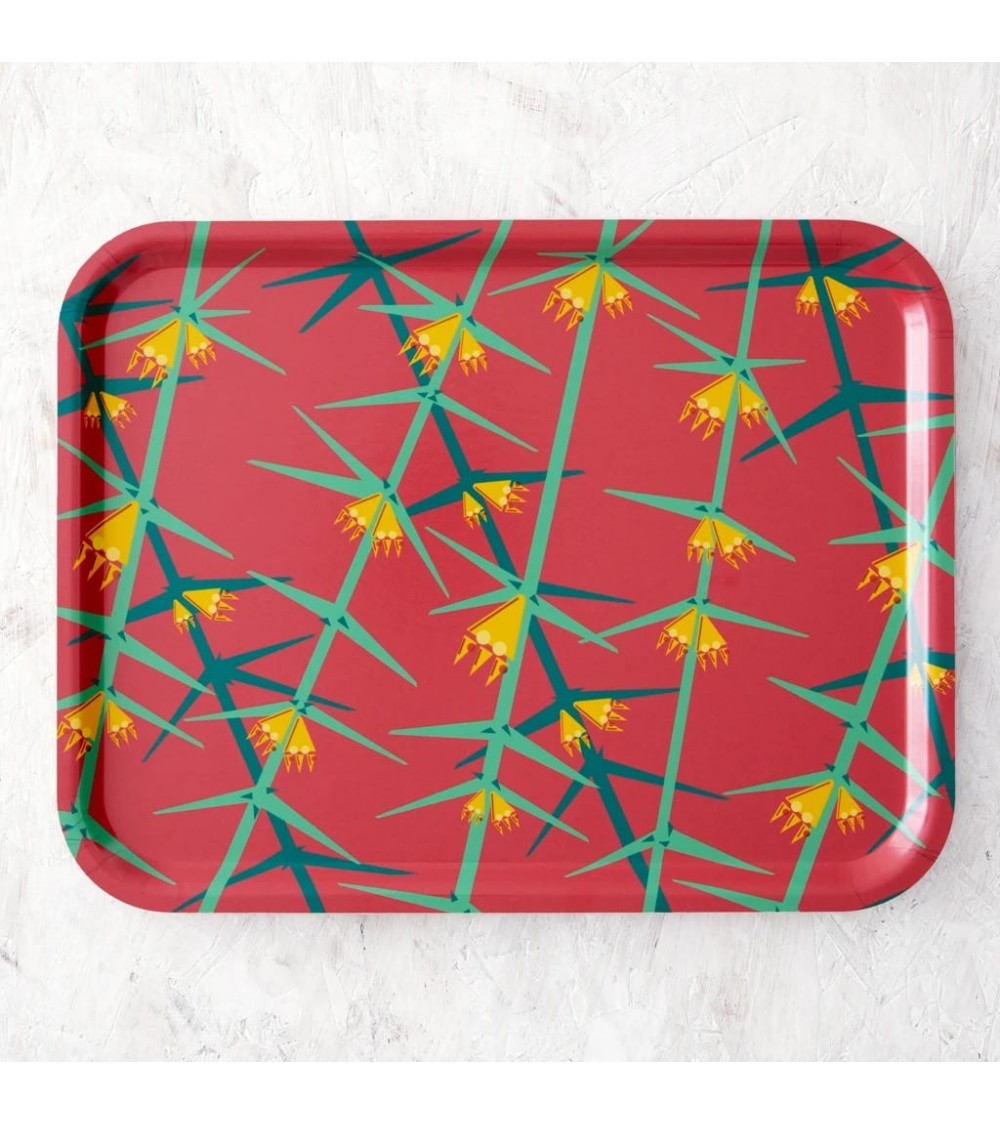 Modern Floral - Rectangular wood serving tray Ellie Good illustration tray bowl fruit wooden design