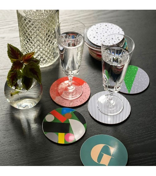 Orange Rüschen und Buchstabe L - Glasuntersetzer Hippstory untersetzer für gläser design modern kaufen set