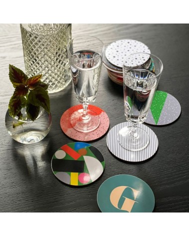 Orange Rüschen und Buchstabe L - Glasuntersetzer Hippstory untersetzer für gläser design modern kaufen set