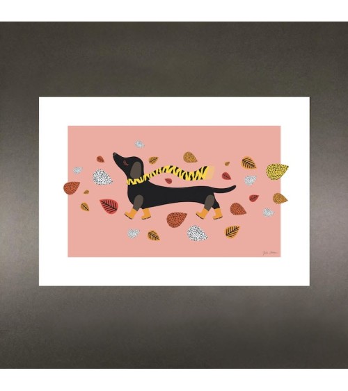 Art Print - Sausage Dog in Wellingtons Hippstory Posters design switzerland original