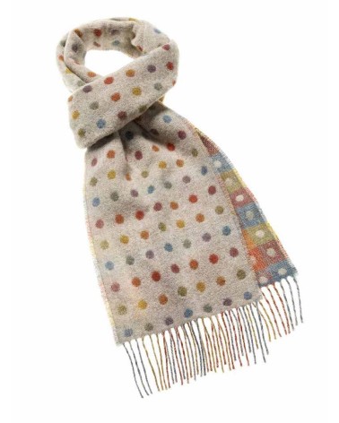 MULTI SPOT Beige - echarpe multicolore en laine merinos Bronte by Moon luxe pour femme homme Suisse Kitatori