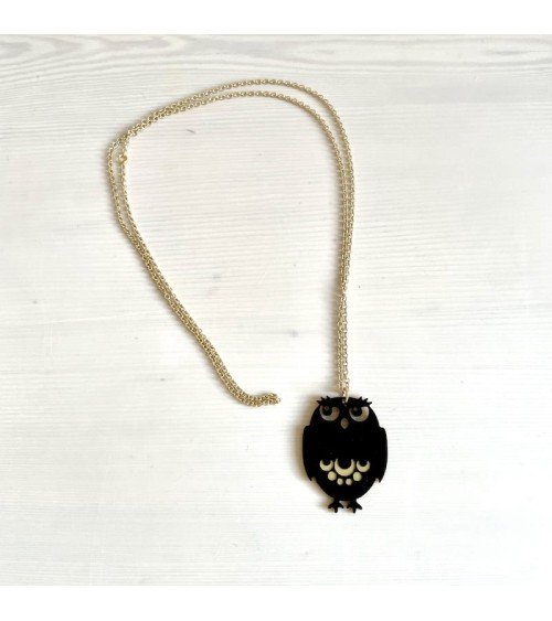 Halskette - Große schwarze Eule Hippstory Halsketten design Schweiz Original