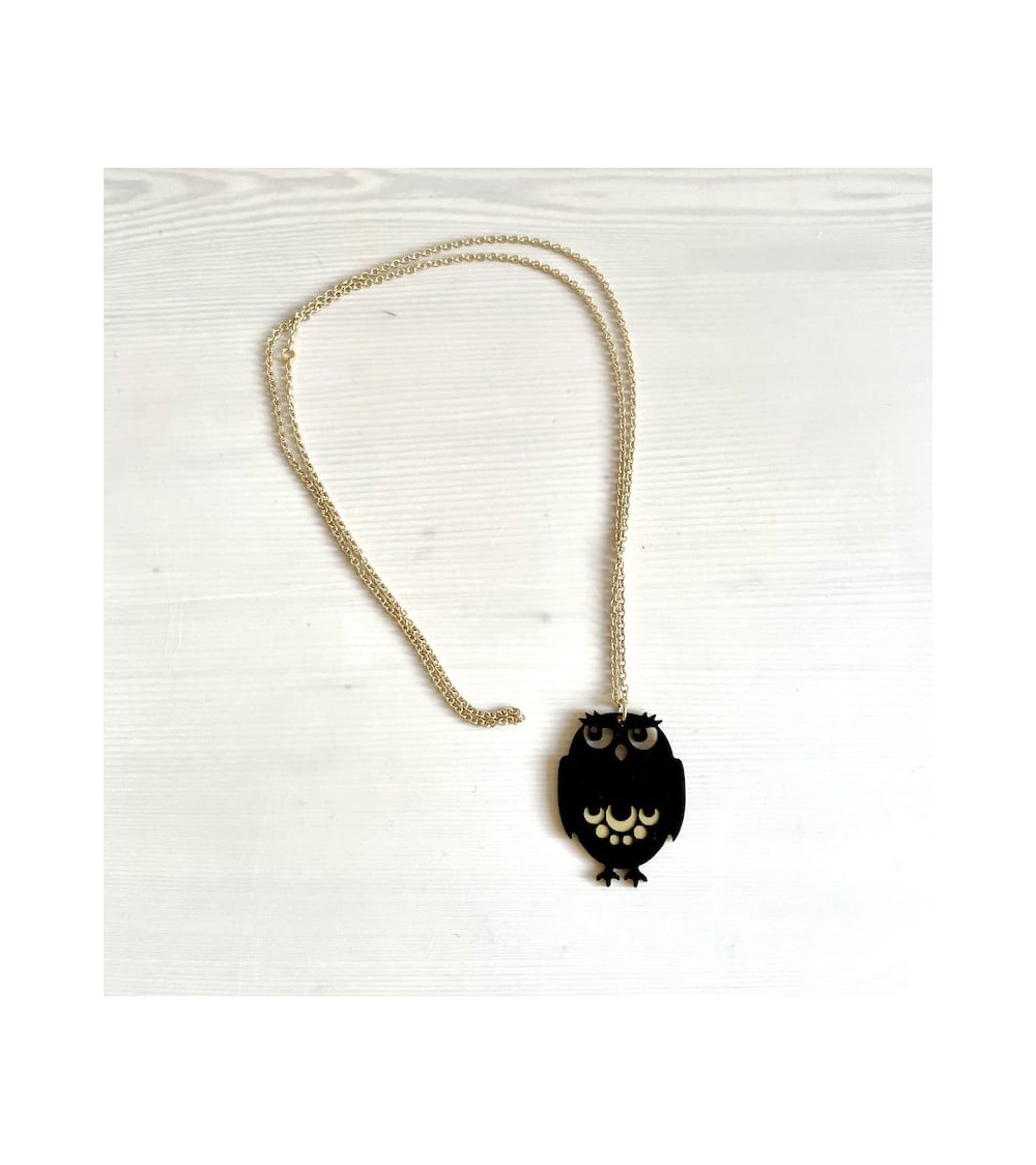 Collana - Grande Gufo Nero Hippstory eleganti particolari da donna bambina