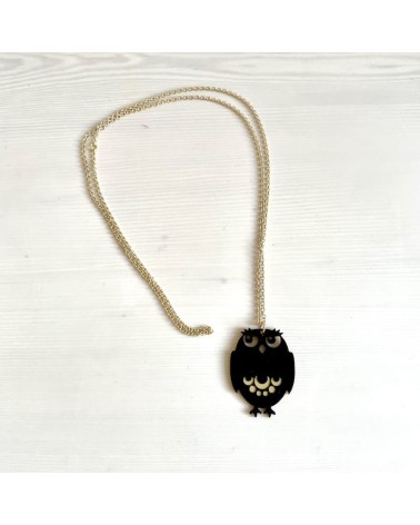Halskette - Große schwarze Eule Hippstory damen frau kinder spezielle kaufen