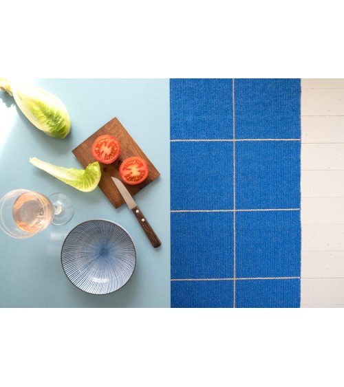 Vinyl Rug - RUTH Cobalt Brita Sweden cool vinyl rugs runner for kitchen washable outdoor rugs