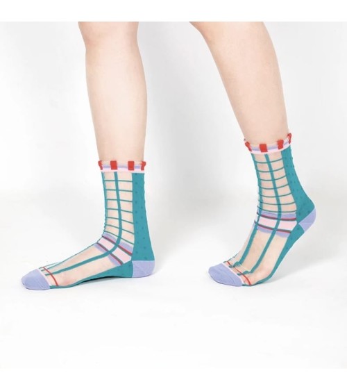 Sheer Socks - Polka Dot - Green Paperself Socks design switzerland original