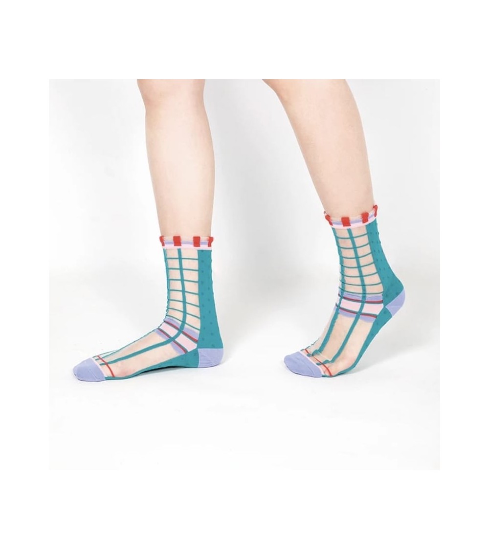Sheer Socks - Polka Dot - Green Paperself funny crazy cute cool best pop socks for women men